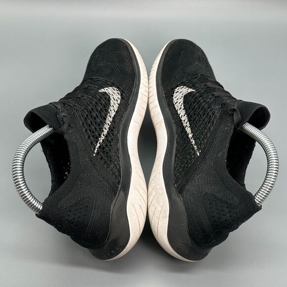 Nike Free RN Flyknit 2018 Women Size 8.5 Black Lace Low Athletic Sneakers Shoes - Picture 5 of 9